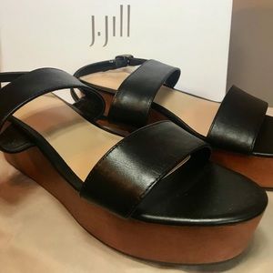 J. Jill Black Wedge Sandals Sz 9